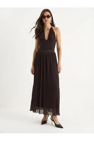 High Waist Pleated Maxi Skirt