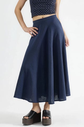 High Waist Textured A-Line Maxi Skirt