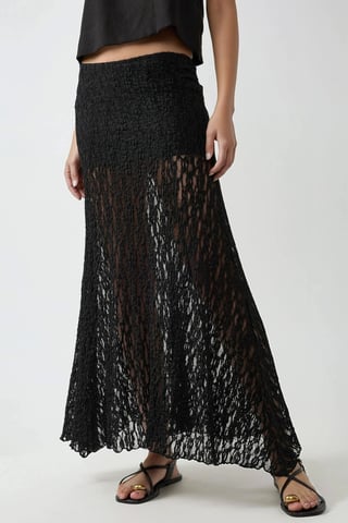 High Waist Relaxed Fit Lace Skirt