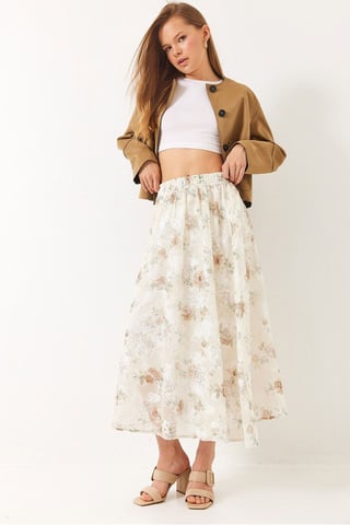 Floral Maxi Skirt with Lining