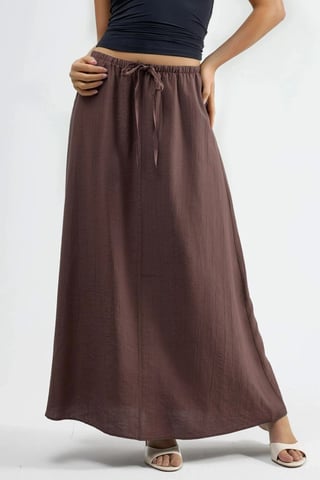 High Waist A-Line Maxi Skirt
