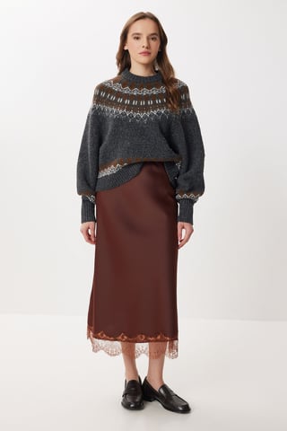 Pull-On Satin Long Skirt