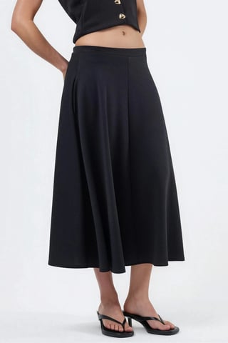 High Waist A-Line Midi Skirt