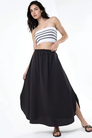 High Waist Midi A-Line Skirt