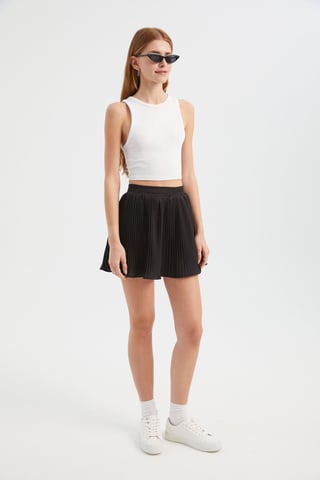 High Waist Pleated Mini Skirt