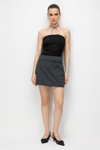 High Waist Mini Skirt with Belt