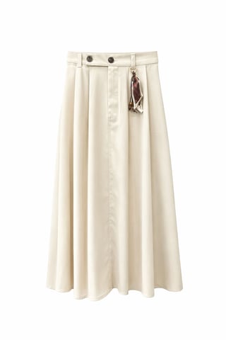 High Waist A-Line Midi Skirt with Accessories