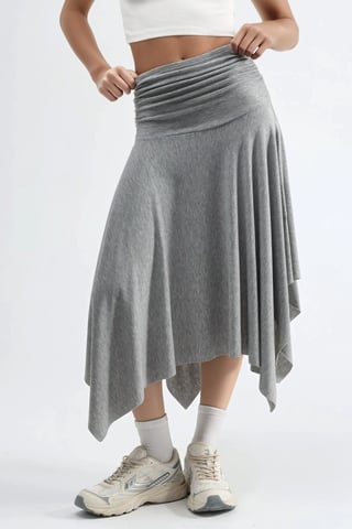 Soft Touch Asymmetrical Midi Skirt