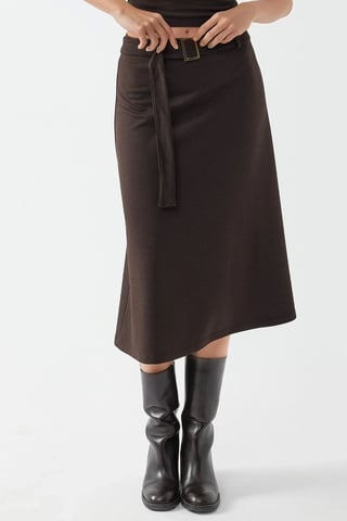 High Waist Midi Skirt with Arched Detail