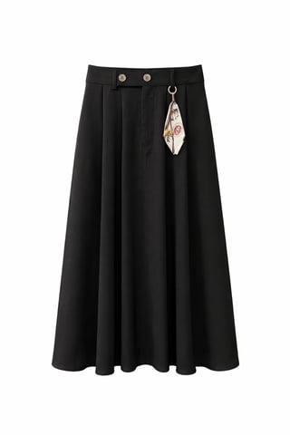 High Waist A-Line Midi Skirt with Accessories