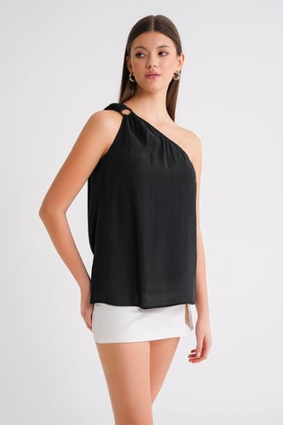 Asymmetrisk Krage Accessoar Detaljerad Topp