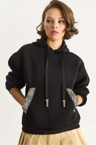 Hooded Relaxed Fit Acrylic Sweatshirt