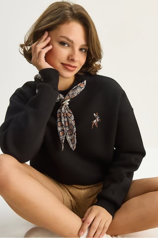 Embroidered Crew Neck Sweatshirt