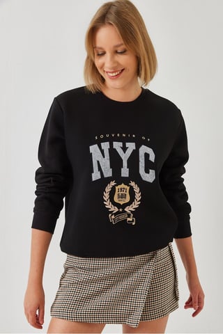 Embroidered Crew Neck Cotton Sweatshirt