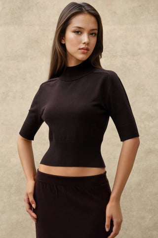 Mönstrad Turtleneck Croppad Tröja