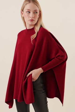 Slit Detailed Half Turtleneck Loose Sweater