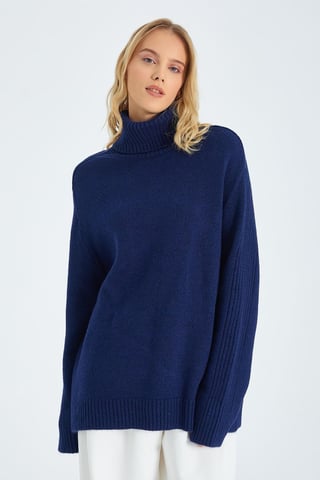 Loose Fit Turtleneck Knit Sweater