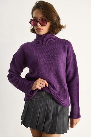 Oversized Knit Turtleneck Sweater