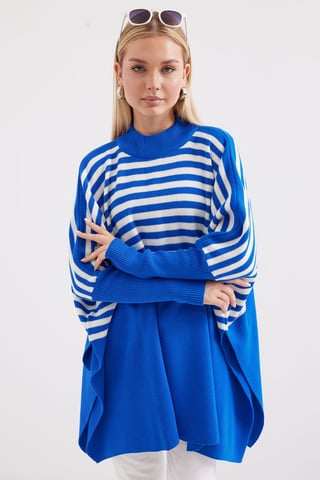 Slit Detailed Half Turtleneck Loose Sweater