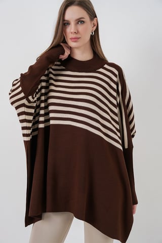 Slit Detailed Half Turtleneck Loose Sweater