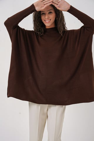 Slit Detailed Half Turtleneck Loose Sweater