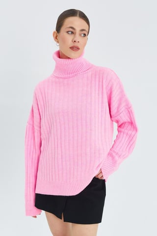 Oversize Ribbed Turtleneck Sweater