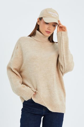 Loose Fit Turtleneck Knit Sweater
