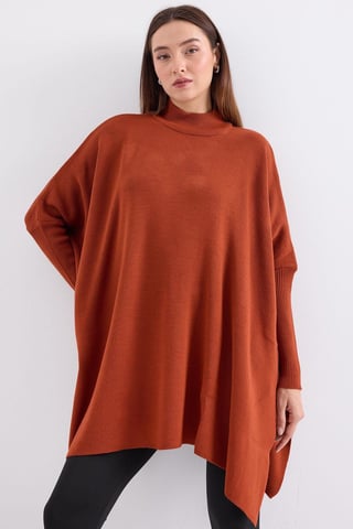 Slit Detailed Half Turtleneck Loose Sweater
