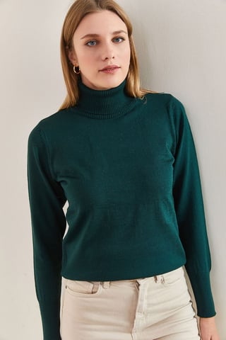 Fitted Turtleneck Ribbed Sweater
