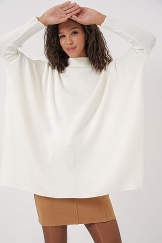 Slit Detailed Half Turtleneck Loose Sweater