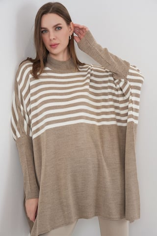 Slit Detailed Half Turtleneck Loose Sweater