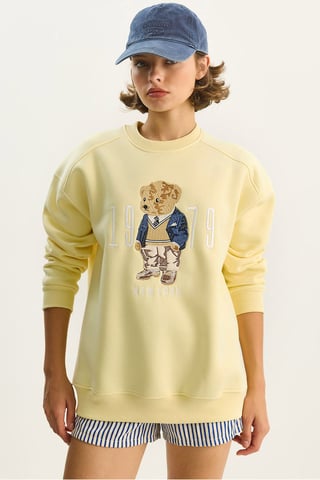 Avslappnad passform tryckt rundhalsad sweatshirt