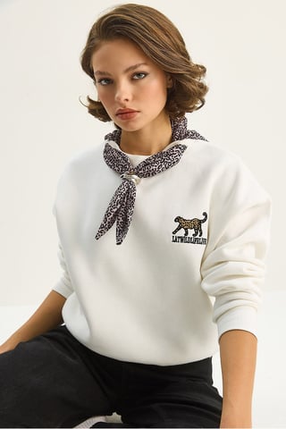 Crew Neck Sweatshirt med tryckt accessoar