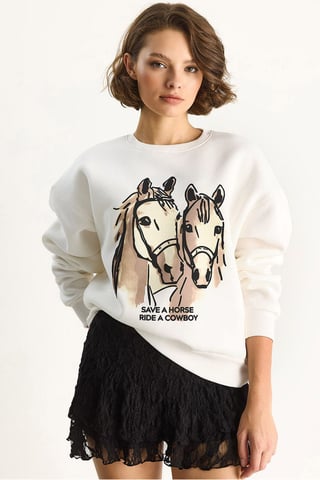 Relaxed Fit Printed Sweatshirt with Back Print