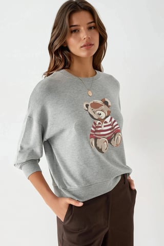 Tryckt Crew Neck Långärmad Sweatshirt