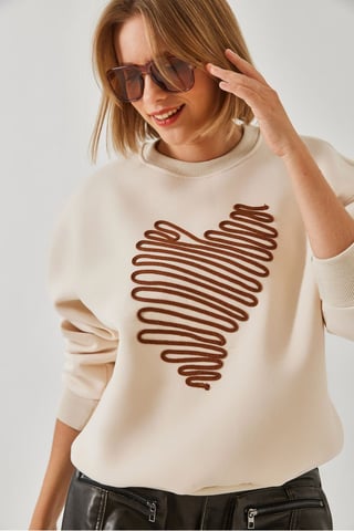 Embroidered Crew Neck Cotton Sweatshirt