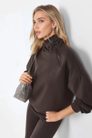 Relaxed Fit Zipper Collar Sweatshirt