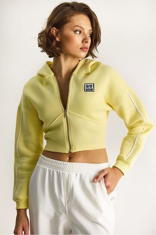 Zipper Collar Fitted Crop Sweatshirt