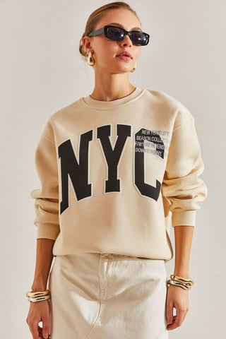 Överdimensionerad sweatshirt med rund hals och logotyp