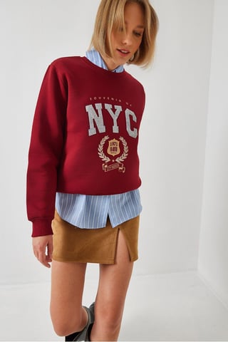 Embroidered Crew Neck Cotton Sweatshirt