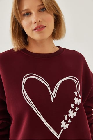 Printed Crew Neck Relaxed Fit Sweatshirt