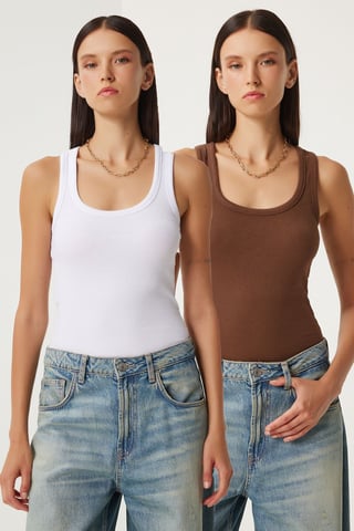 Fitted U Collar Knitted 2- Pack Tank Top
