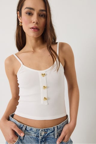 Tight Crop Tank Top med Knappar