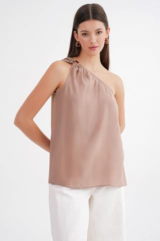 Asymmetrisk Krage Accessoar Detaljerad Topp