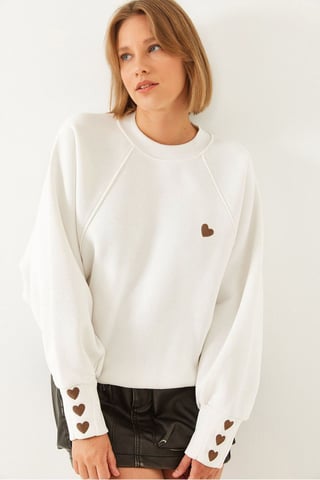 Embroidered Crew Neck Long Sleeve Sweatshirt