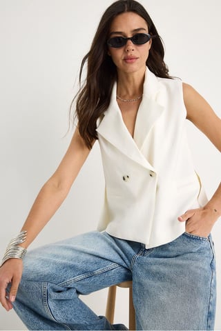 Fitted Sjaalkraag Vest met Knoopsluiting