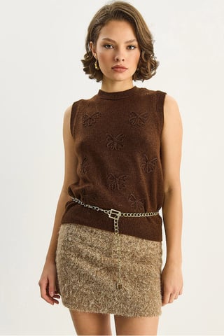 Knit Sweater Vest with Embroidery