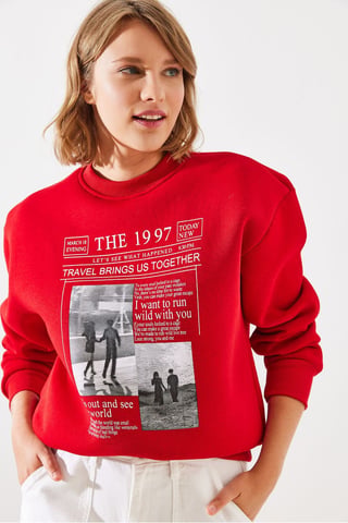 Achteraf Gedrukte Crew Neck Sweatshirt met Motiverende Quote