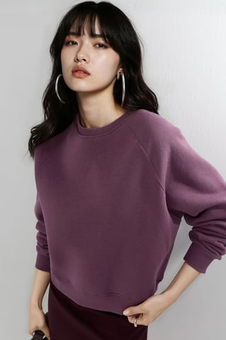 Crew Neck Long Sleeve Knitted Sweatshirt