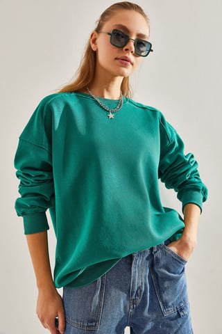 Oversized Crew Neck Knitted Sweatshirt